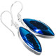 925 Silver Cobalt Blue Titanium Druzy Drusy Eye Cone Sterling Earrings, 1"