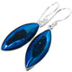 925 Silver Cobalt Blue Titanium Druzy Drusy Eye Cone Sterling Earrings, 1"