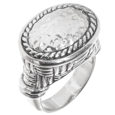 925 Silver Heavy Bali Hand Crafted Hammered Basket Weave Sterling Sz 7 Ring