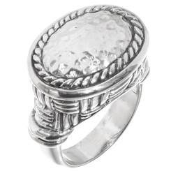 925 Silver Heavy Bali Hand Crafted Hammered Basket Weave Sterling Sz 7 Ring