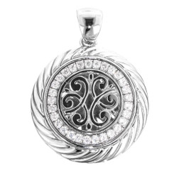 925 Silver Sparkling Bali Handcrafted Sterling Pendant, 1 1/16"
