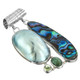 925 Silver Paua Nautilus Shell Tourmaline Sterling Pendant, 2 3/16"