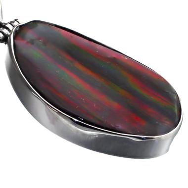 925 Silver Genuine Iridescent Canadian Ammolite Sterling Pendant,  1 3/4