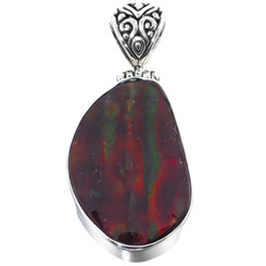 925 Silver Genuine Iridescent Canadian Ammolite Sterling Pendant,  1 3/4