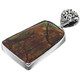 925 Silver Genuine Iridescent Canadian Ammolite Sterling Pendant,  1 5/8