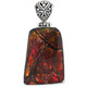 925 Silver Genuine Iridescent Canadian Ammolite Sterling Pendant,  1 5/8