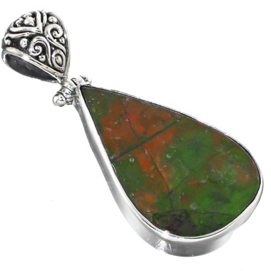925 Silver Genuine Iridescent Canadian Ammolite Sterling Pendant,  1 3/4