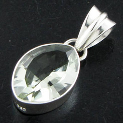 925 Silver Green Amethyst Sterling Pendant, 1 1/16"