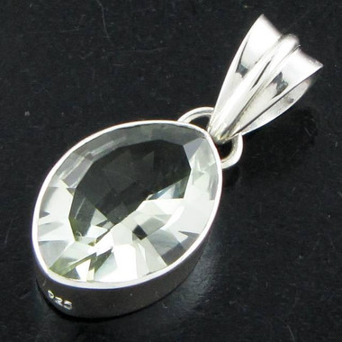 925 Silver Green Amethyst Sterling Pendant, 1 1/16"