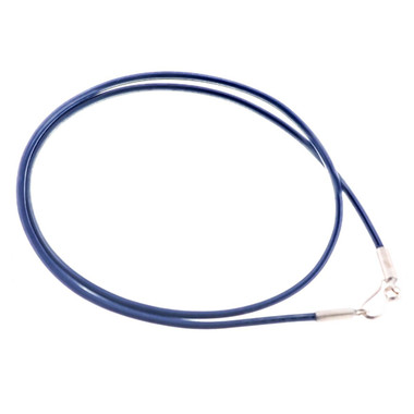 Dark Blue 2mm Rubber Cord Necklace Strap 925 Sterling Hook Lock