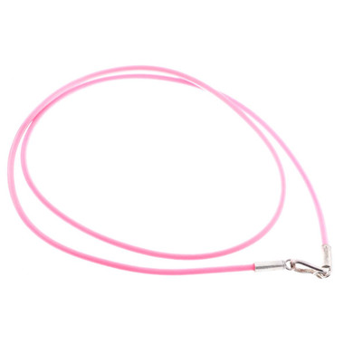 Pink 2mm Rubber Cord Necklace Strap 925 Sterling Hook Lock