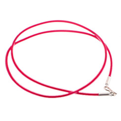 Red 2mm Rubber Cord Necklace Strap 925 Sterling Hook Lock