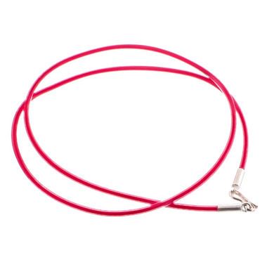 Red 2mm Rubber Cord Necklace Strap 925 Sterling Hook Lock
