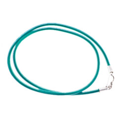 Aquamarine Rubber Cord 2.5mm Necklace Strap 925 Sterling Silver Hook Lock, 17"