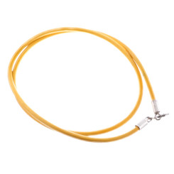 Yellow Rubber Cord 2.5mm Necklace Strap 925 Sterling Silver Hook Lock, 17"