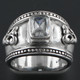 Solid 925 Silver Heavy White Crystal Quartz Gemstone Sterling Ring