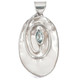 925 Silver Marquise Blue Topaz Mother Of Pearl Shell Sterling Pendant, 2 1/8"