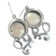 925 Silver White Mabe Ocean Cultured Pearl Blue Topaz Sterling Earrings, 1 1/8"