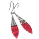 925 Silver Red Coral Filigree Sterling Dangle Drop Earrings, 1 5/8"