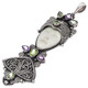 925 Silver Goddess Peridot Amethyst Gemstone Sterling Filigree Pendant, 3 1/8"