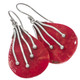 925 Silver Handmade Red Sponge Coral Sterling Dangle Earrings, 1 3/16"