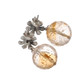 Faceted Citrine Ball Dangling Silver Marcasite Post Back Earrings, 1"