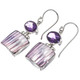 Amethyst Purple Mother Of Pearl Turbo Shell Sterling Silver Earrings, 1"