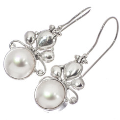 925 Silver White Freshwater Button Cultured Pearl Sterling Earrings