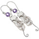 925 Silver Amethyst White Freshwater Stick Pearl Drop Dangle Earrings, 1 5/8"