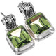 925 Silver Green Peridot Gem Sterling Post Earrings, 3/4"