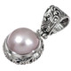 925 Silver Scroll Filigree Baby Pink Mabe Ocean Pearl Sterling Pendant, 1 3/8"