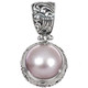 925 Silver Scroll Filigree Baby Pink Mabe Ocean Pearl Sterling Pendant, 1 3/8"