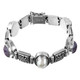925 Silver Heavy 67 Grams Amethyst Mabe Pearl Sterling Bracelet, 8"
