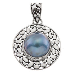 7/8" 925 Silver Blue Mabe Pearl Pendant