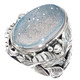 925 Silver Sparkling Blue Agate Druzy Sterling Sz 6,7,8 Ring