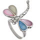 Dragonfly Mult-Color Mother Of Pearl Shell 925 Sterling Silver Ring 8