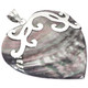 Lusterous Heart Black Mother Of Pearl Shell Sterling Silver Pendant, 2 1/4"