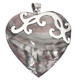 Lusterous Heart Black Mother Of Pearl Shell Sterling Silver Pendant, 2 1/4"