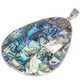925 Silver Teardrop Mosaic Paua Abalone Shell Sterling Pendant, 3"