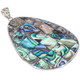 925 Silver Teardrop Mosaic Paua Abalone Shell Sterling Pendant, 3"