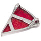 925 Silver Triangle Mosaic Red Coral Shell Sterling Sliding Pendant, 1 3/8"