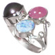 925 Silver Opulent Ruby Australian Opal Peacock Pearl Sterling US 9 Ring