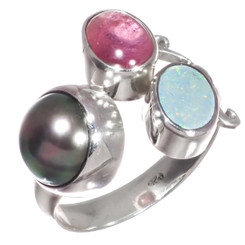 925 Silver Opulent Ruby Natural Australian Opal Peacock Pearl Sterling Us 7 Ring