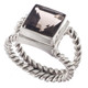 925 Silver Big Square Smokey Quartz Sterling Us 6 Ring