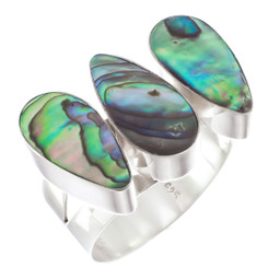925 Sterling Silver Paua Abalone Shell Sterling Sz 11 Ring