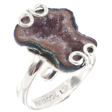 925 Sterling Silver Natural Geode Sterling Us 6 Ring