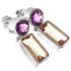 925 Silver Amethyst Large Citrine Sterling Post Earrings, 1"