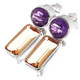 925 Silver Amethyst Large Citrine Sterling Post Earrings, 1"