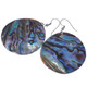 40mm Round Iridescent New Zealand Paua Abalone Shell Earrings, 1 5/8"