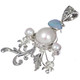 925 Silver Scrollwork Mabe Pearl Australian Opal Gemstone Pendant, 2 3/8"
